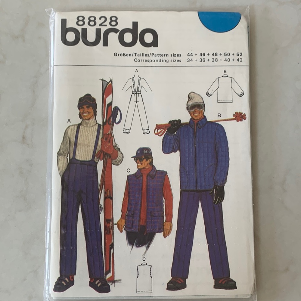 *RARE* Vintage 80’s Sealed burda 8828 Men’s Ski Outfit Pattern
